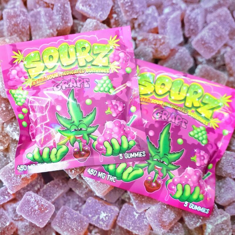 Buy Grape medicated 450mg THC Sourz Gummies